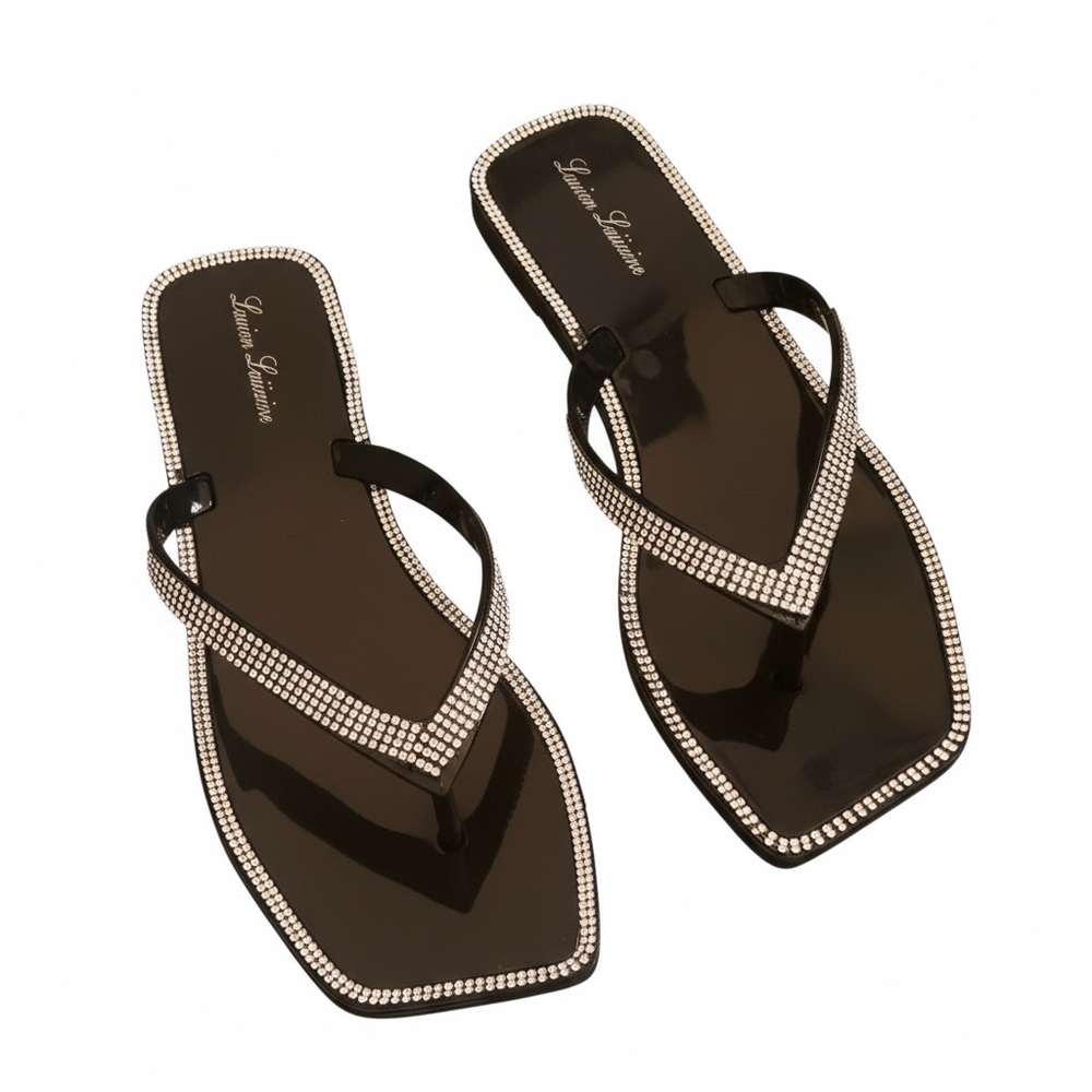 Lauren Lorraine Tampa Black Rhinestone Sandals